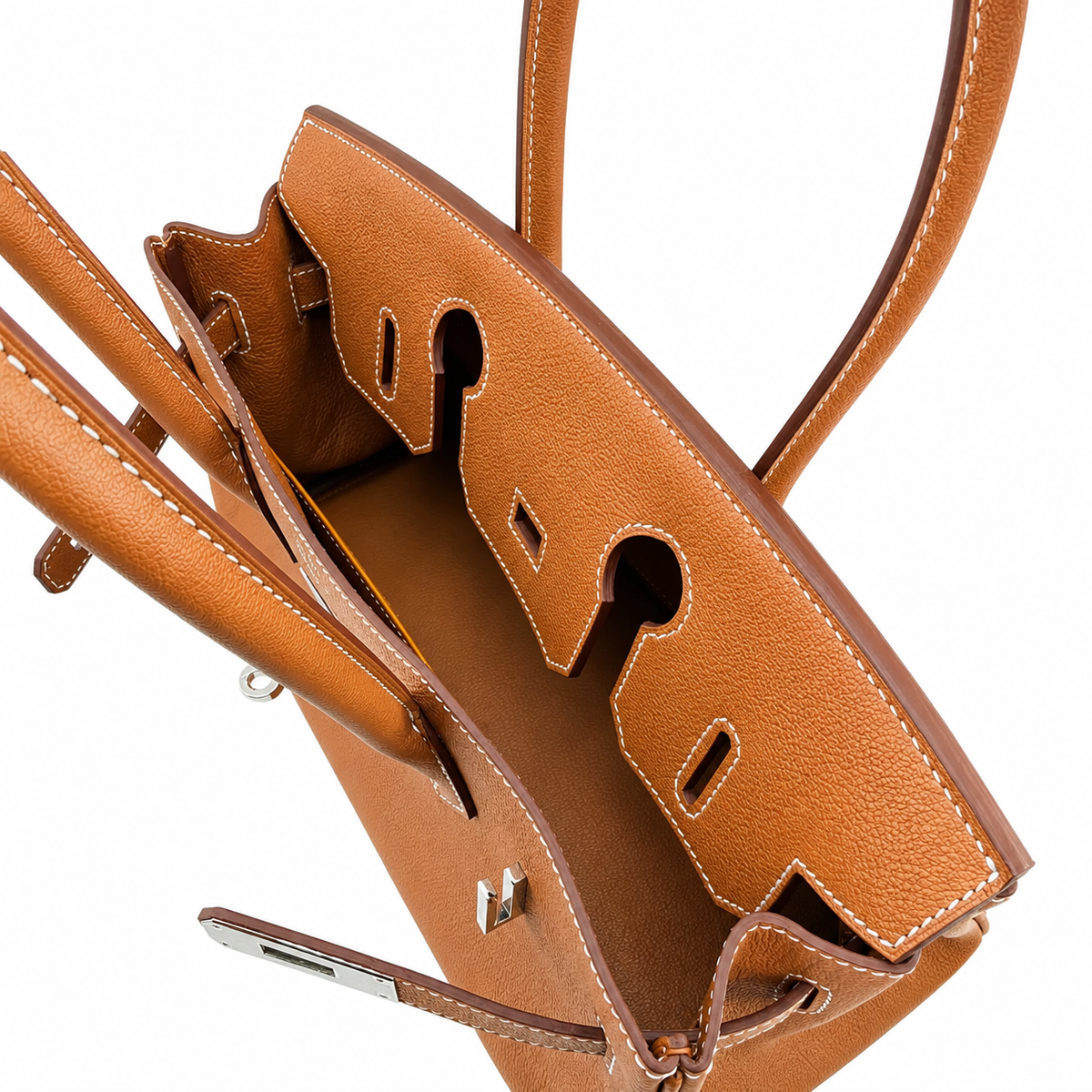 Aveline Pebbled Cowhide East-West Top-Handle Bag in Caramel