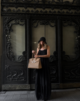 Aveline Pebbled Cowhide East-West Top-Handle Bag in Taupe