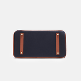 Sloane Pebbled Calfskin Top-Handle Bag in Navy Colorblock