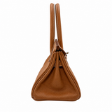 Aveline Pebbled Cowhide East-West Top-Handle Bag in Caramel