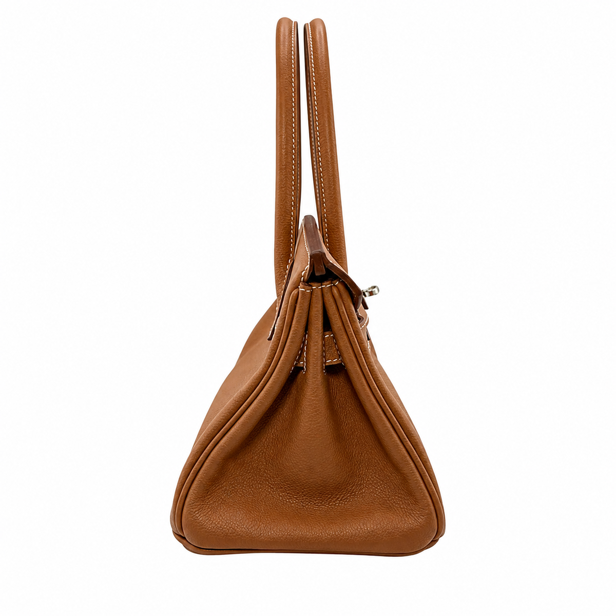 Aveline Pebbled Cowhide East-West Top-Handle Bag in Caramel