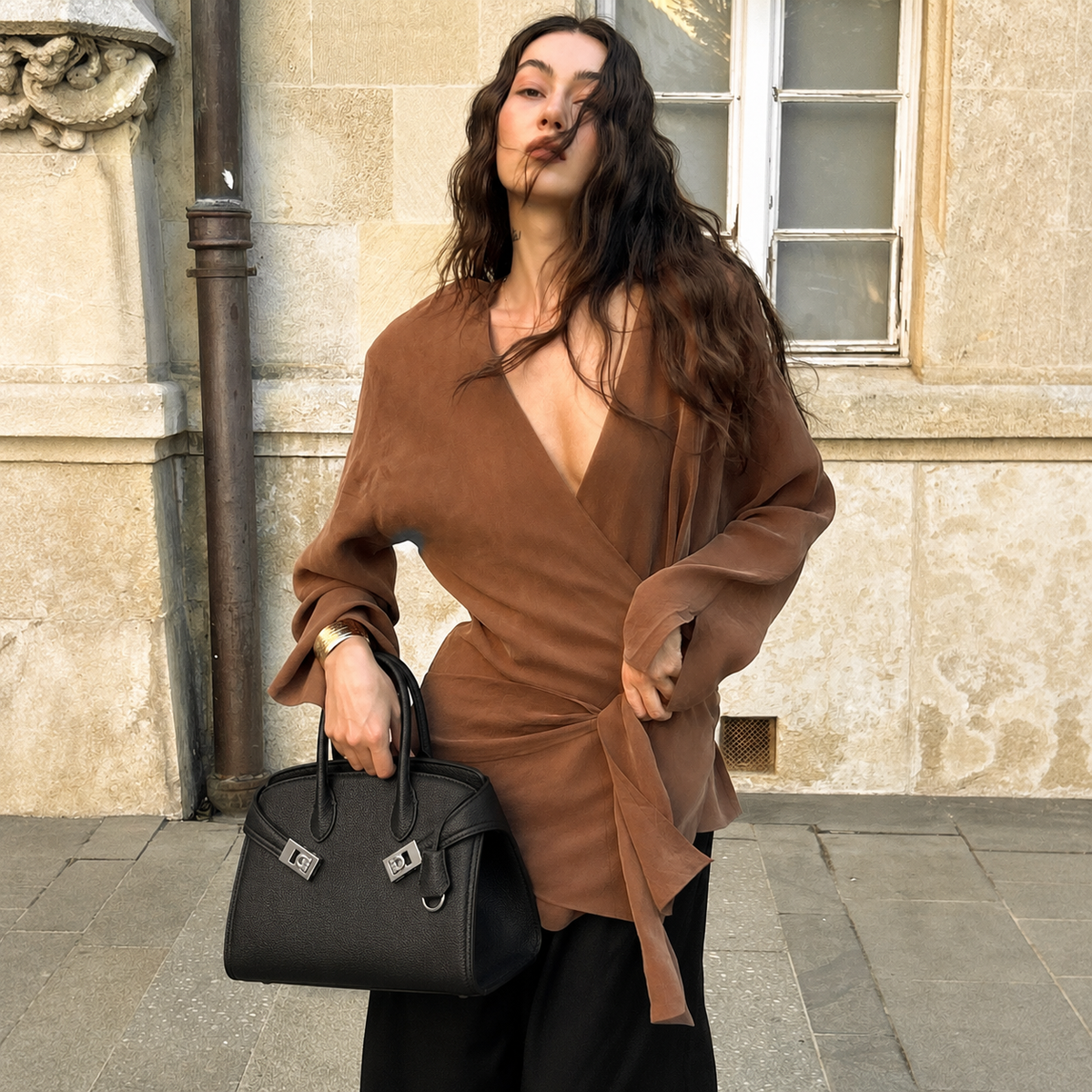Marlowe Pebbled Leather Satchel Bag