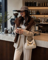 Maren Pebbled Leather Shoulder Bag in Ivory