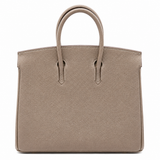 Sloane Pebbled Calfskin Top-Handle Bag in Taupe