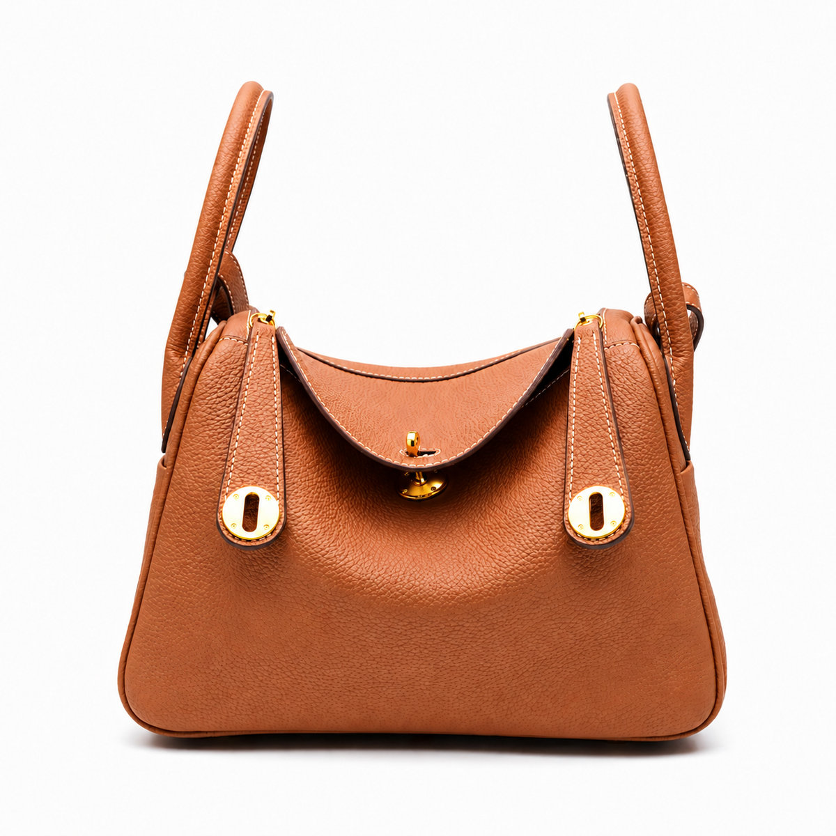 Maren Pebbled Leather Shoulder Bag in Caramel