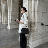 Sloane Box Leather Top Handle Bag