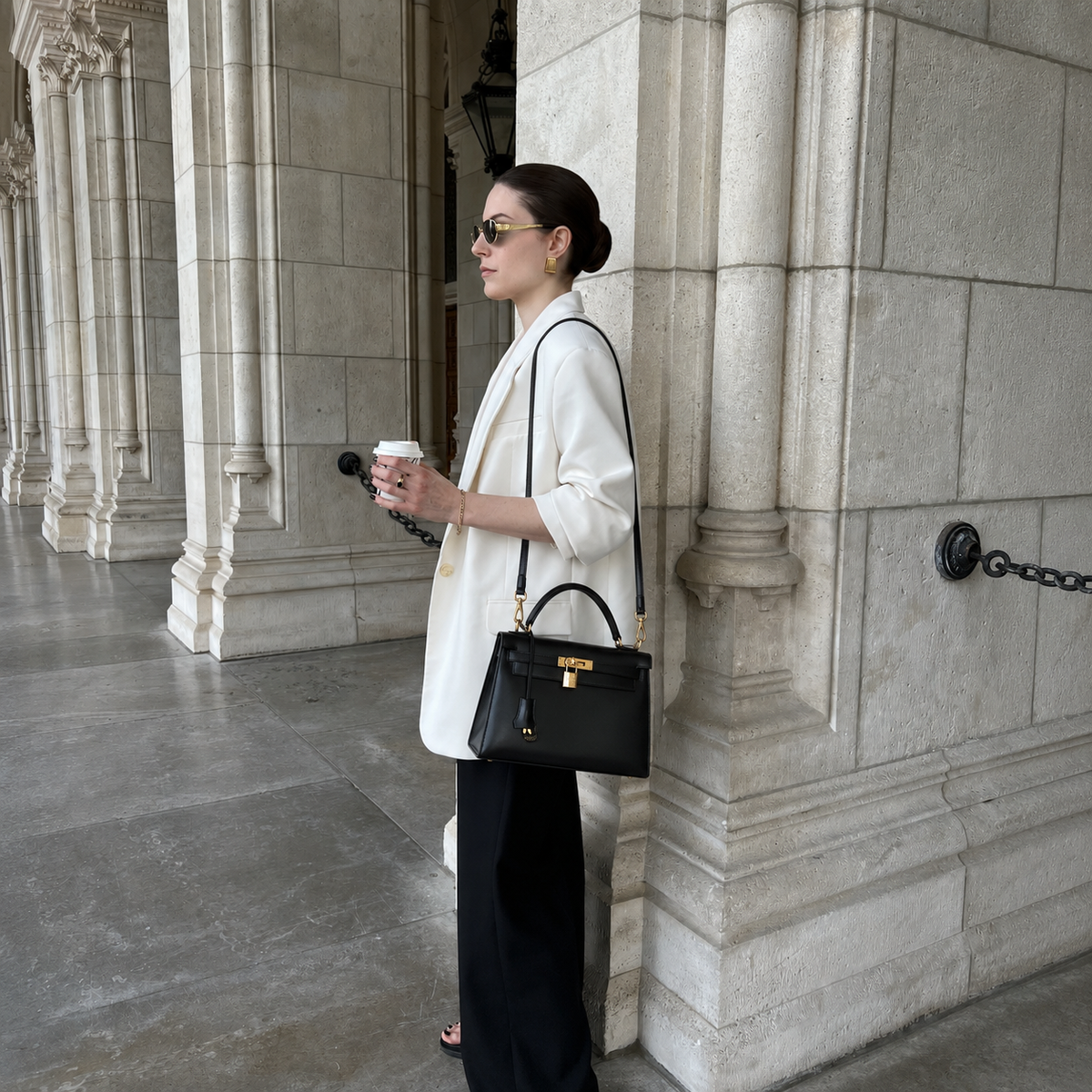 Sloane Box Leather Top Handle Bag