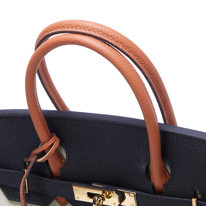 Sloane Pebbled Calfskin Top-Handle Bag in Navy Colorblock