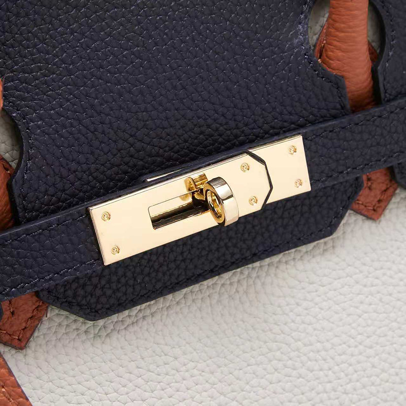 Sloane Pebbled Calfskin Top-Handle Bag in Navy Colorblock