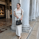Sloane Box Leather Top Handle Bag