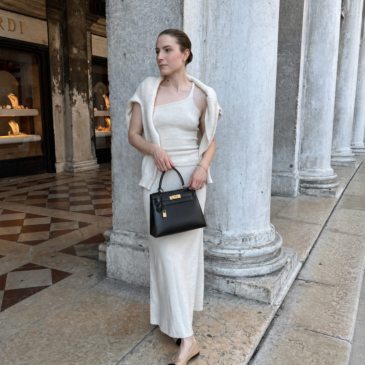 Sloane Box Leather Top Handle Bag