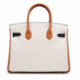 Sloane Pebbled Calfskin Top-Handle Bag in Navy Colorblock