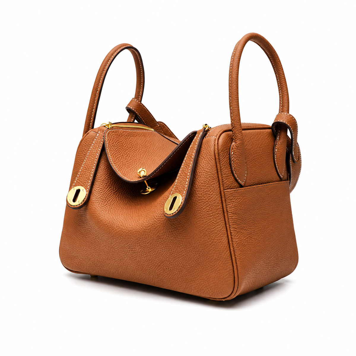 Maren Pebbled Leather Shoulder Bag in Caramel