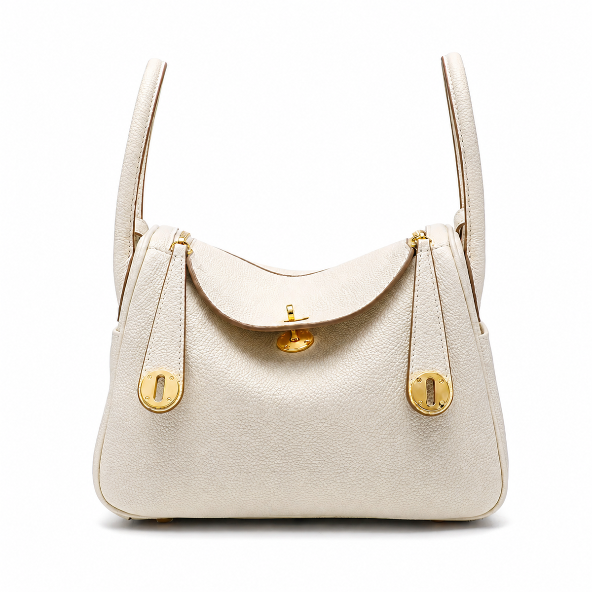 Maren Pebbled Leather Shoulder Bag in Ivory
