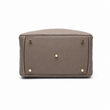 Maren Pebbled Leather Shoulder Bag in Taupe