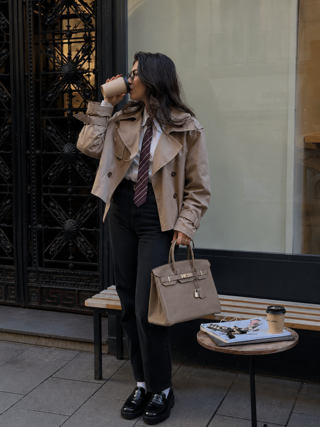 Sloane Pebbled Calfskin Top-Handle Bag in Taupe