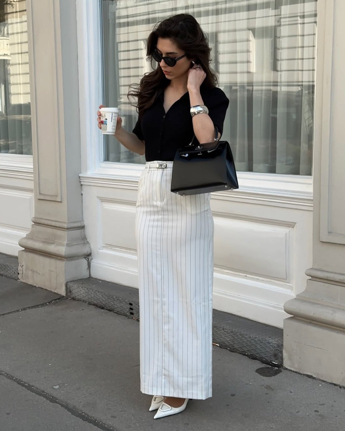 Black Structured Leather Tote