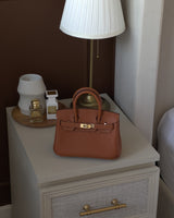 Sloane Pebbled Calfskin Top-Handle Bag in Caramel