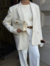 Ivory Structured Leather Tote