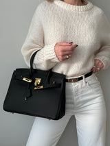 Ivory Structured Leather Tote