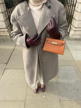 Sloane Pebbled Calfskin Top-Handle Bag in Caramel