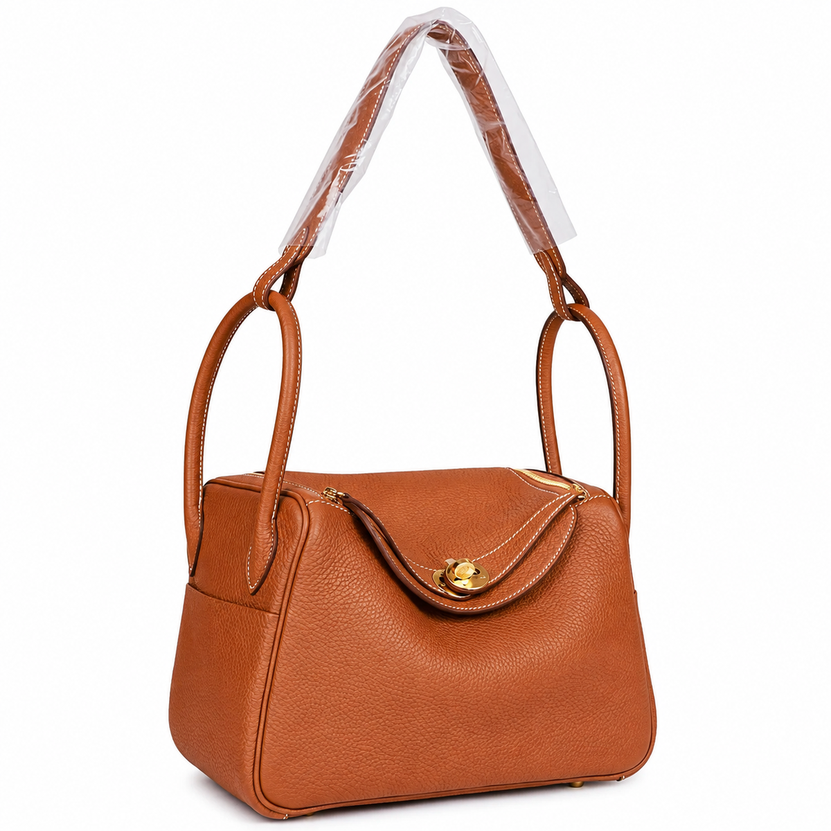 Maren Pebbled Leather Shoulder Bag in Caramel