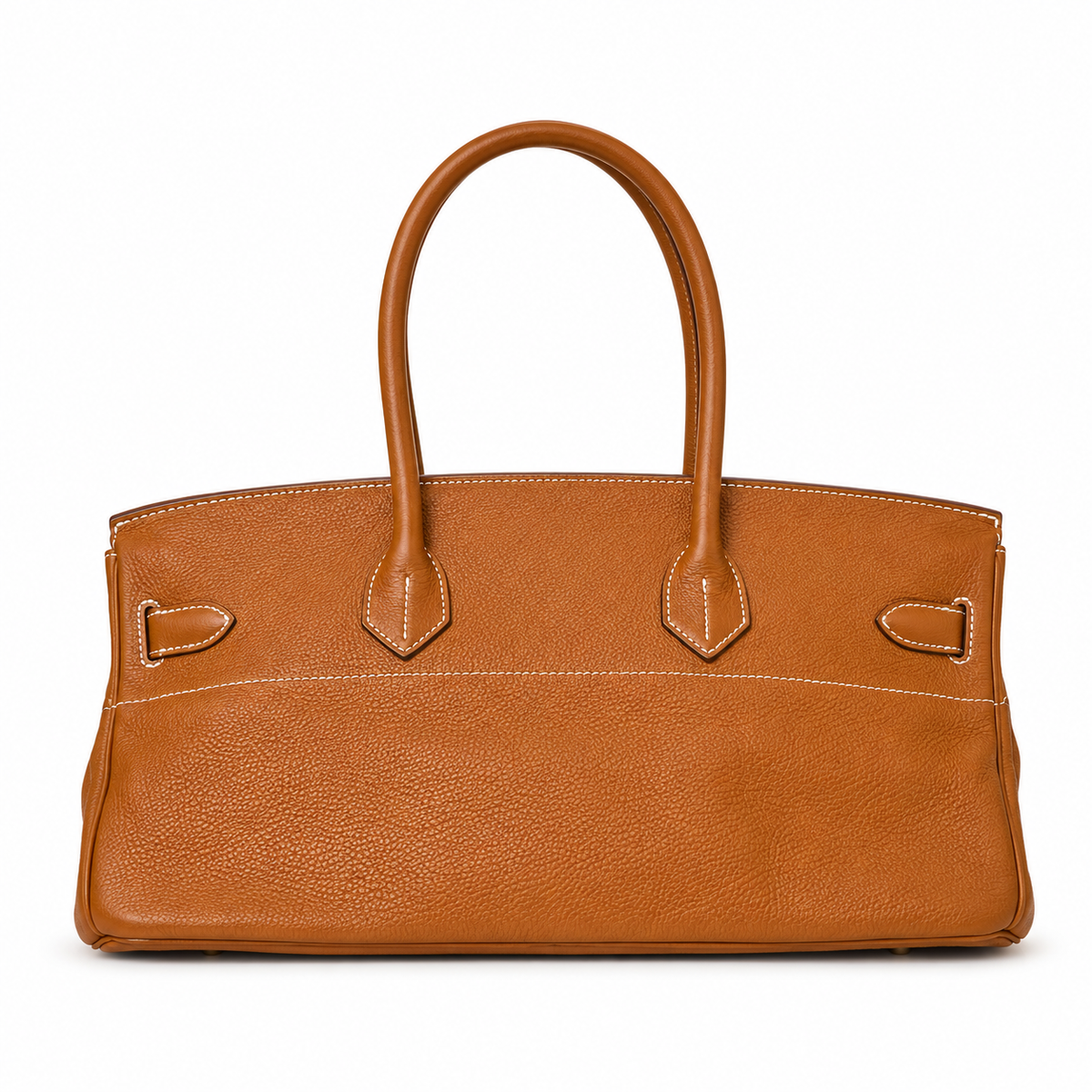 Aveline Pebbled Cowhide East-West Top-Handle Bag in Caramel