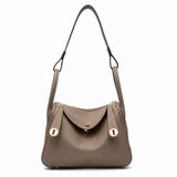 Maren Pebbled Leather Shoulder Bag in Taupe