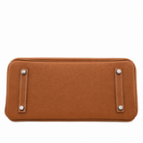 Aveline Pebbled Cowhide East-West Top-Handle Bag in Caramel