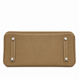 Aveline Pebbled Cowhide East-West Top-Handle Bag in Taupe