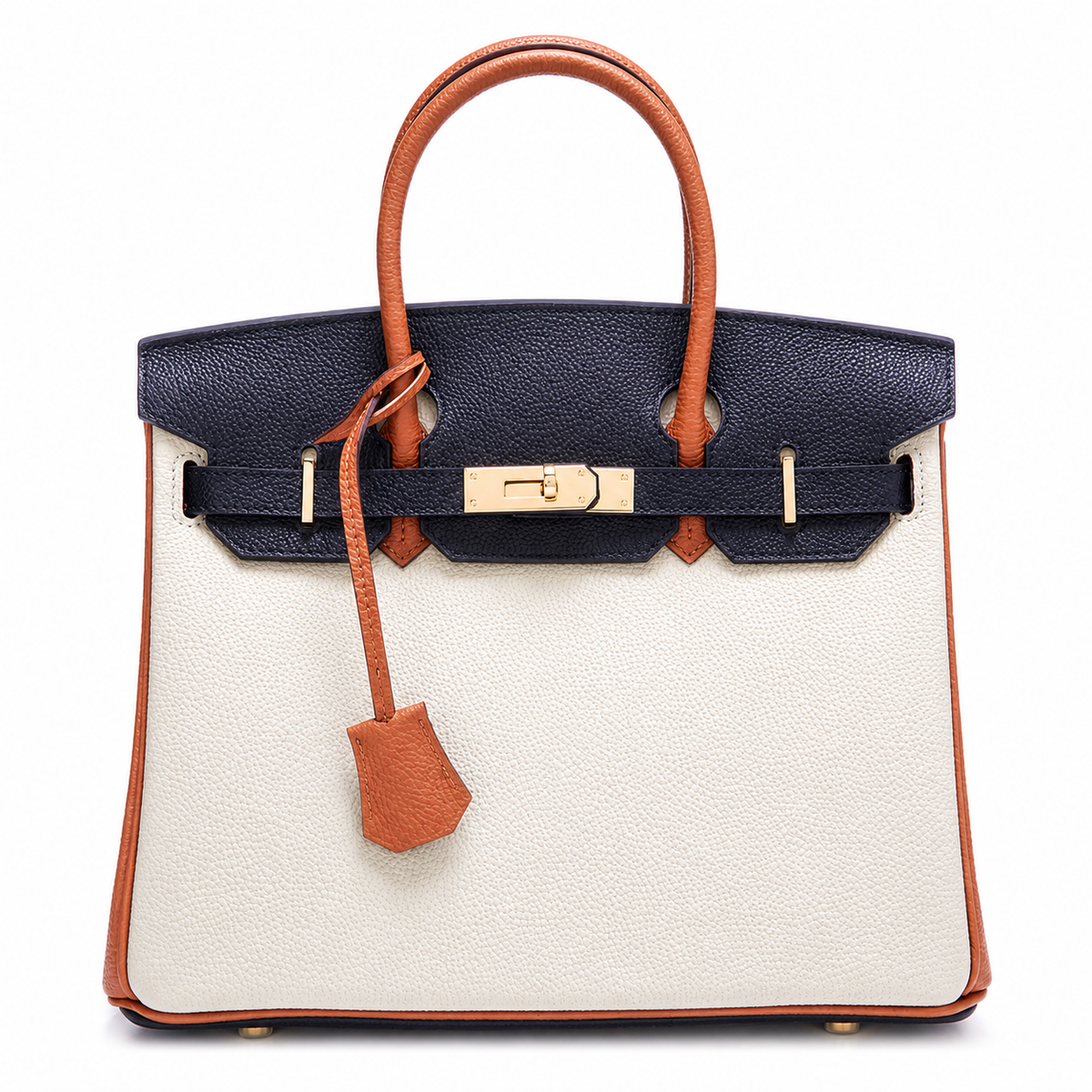 Sloane Pebbled Calfskin Top-Handle Bag in Navy Colorblock