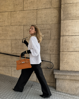 Aveline Pebbled Cowhide East-West Top-Handle Bag in Caramel